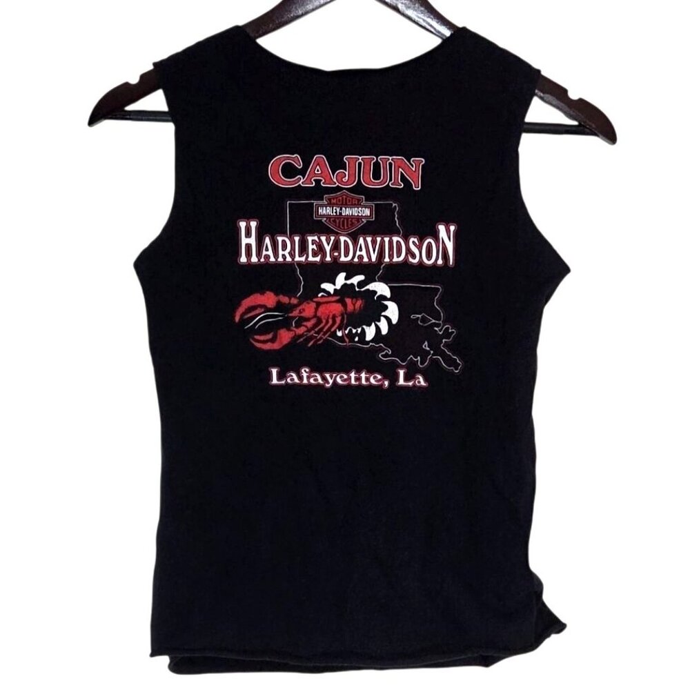 Harley-Davidson Cajun Lafayette, LA Lobster Motorcycle Mesh Cut Biker Tank Top S - Picture 3 of 7